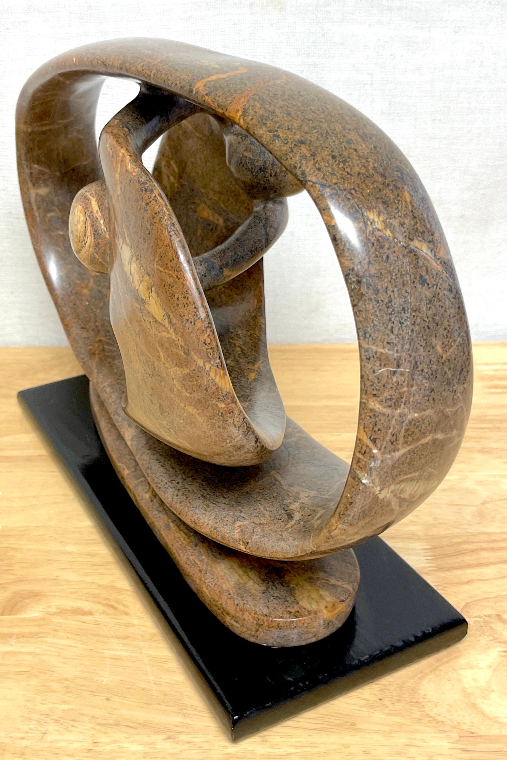 Modern Carved Marble Abstract-Biomorphic Sculpture Signed, I, Vallea '98 For Sale 4