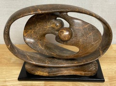 Modern Carved Marble Abstract-Biomorphic Sculpture Signed, I, Vallea '98