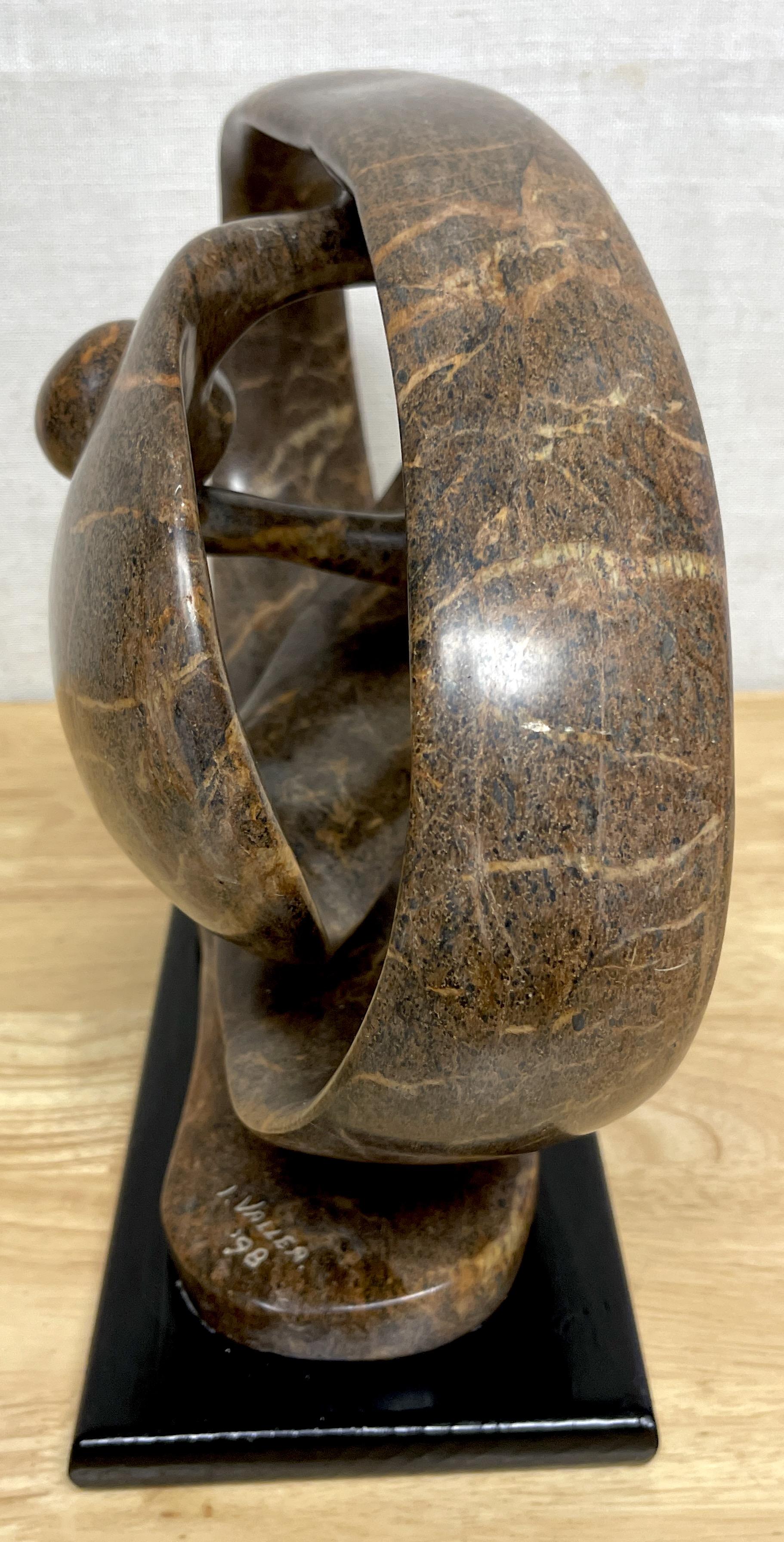 20th Century Modern Carved Marble Abstract-Biomorphic Sculpture Signed, I, Vallea '98 For Sale