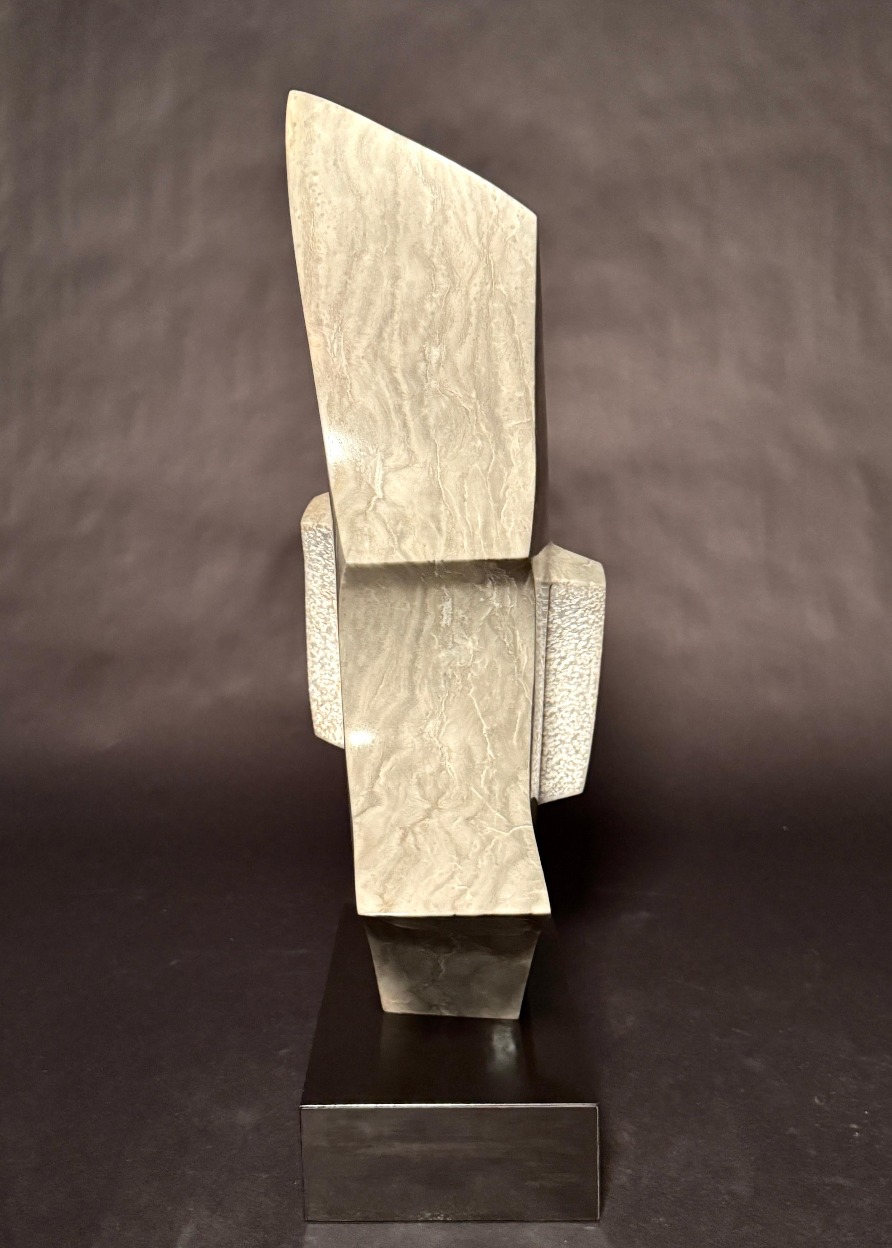 Modern Carved Marble Abstract Sculpture In Good Condition For Sale In Norwood, NJ