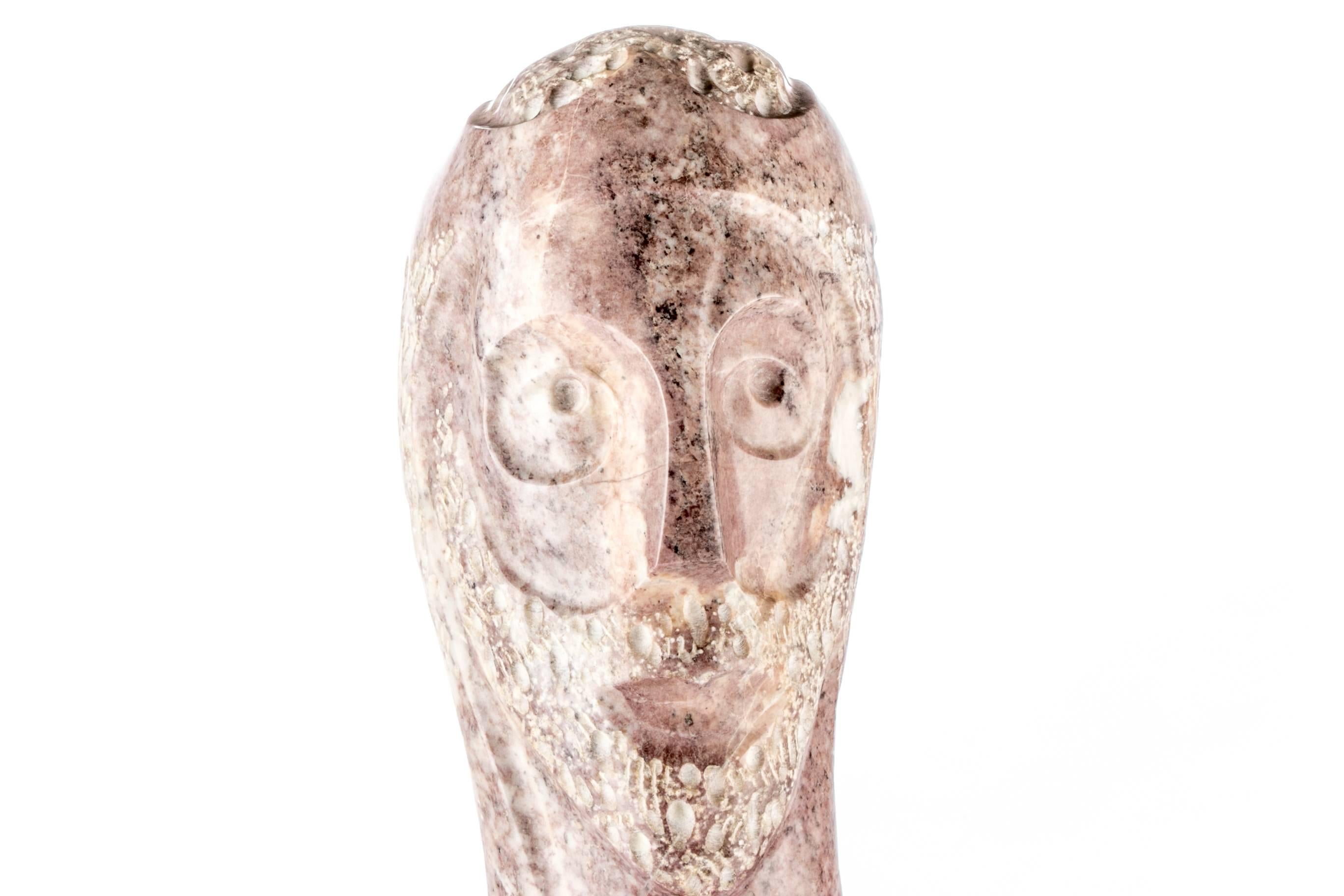 Modern Carved Marble Head Sculpture Signed Crook In Good Condition For Sale In Bridgeport, CT