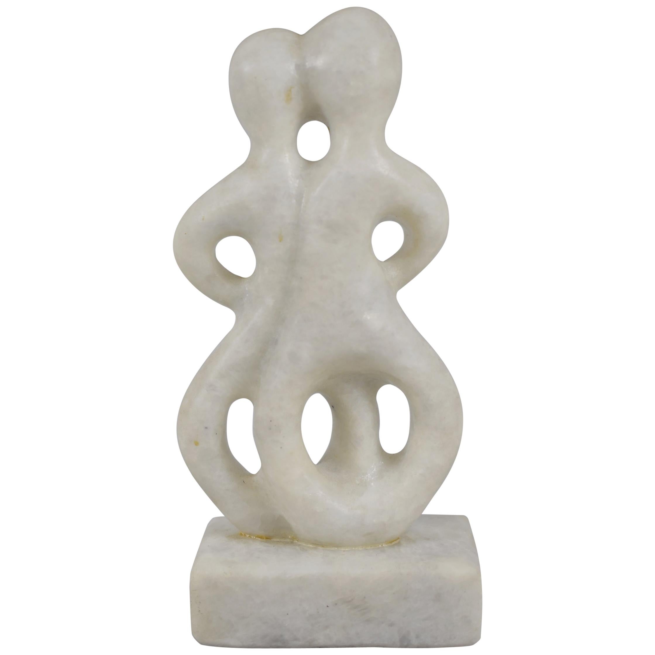Modern Carved Marble Male & Female Entwined Figure Sculpture