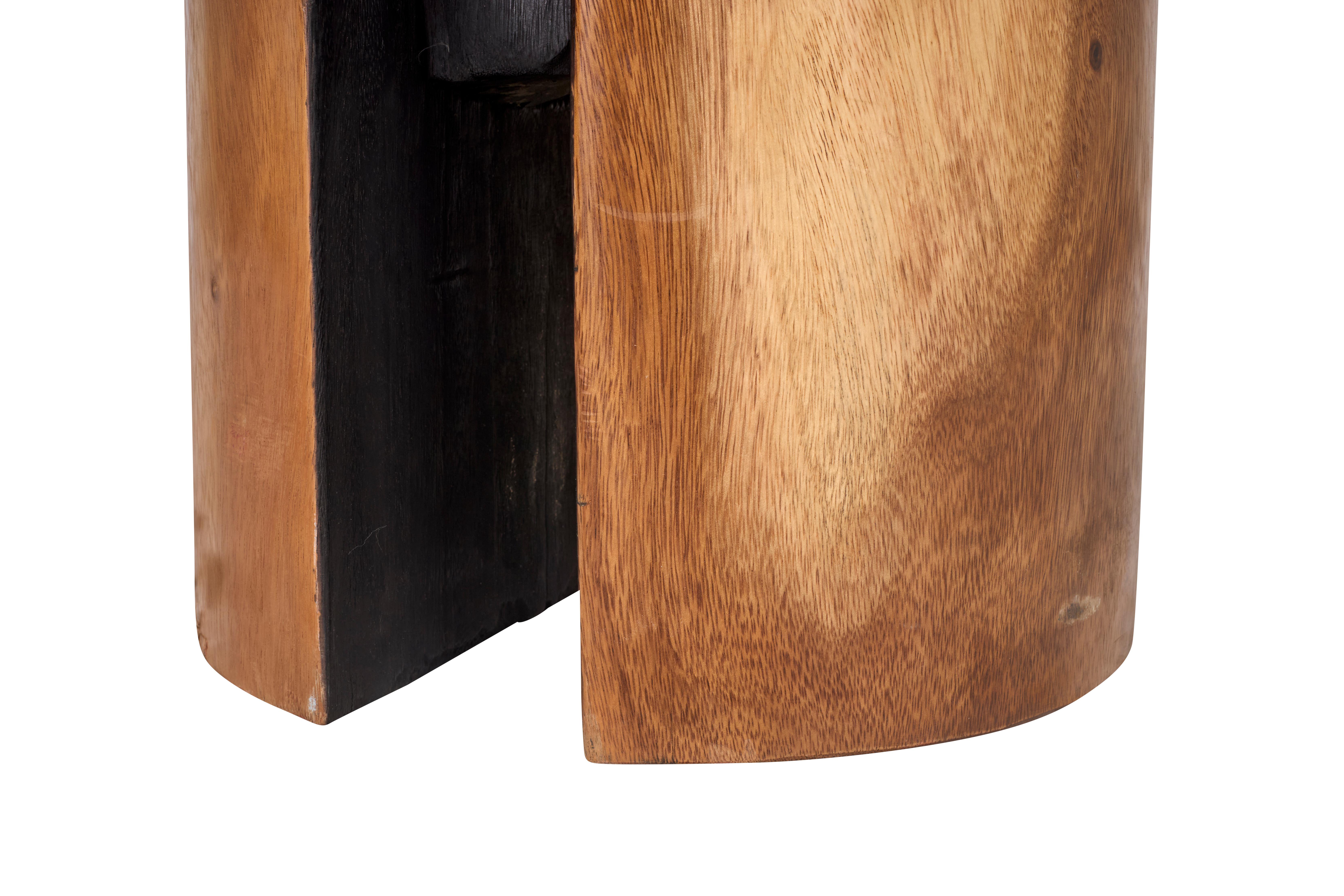 20th Century Modern Carved Side Table in Two Tone Wood For Sale