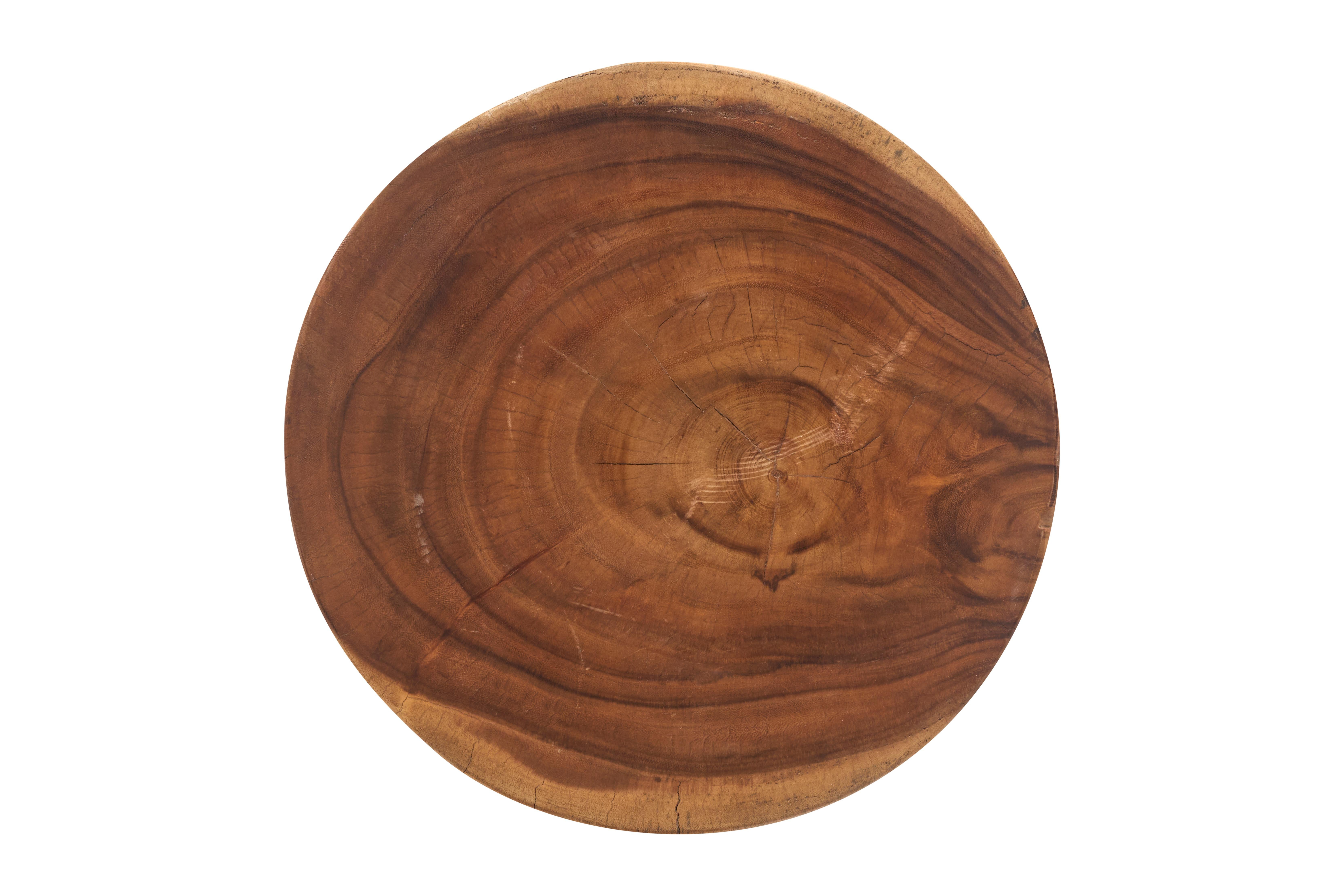 Modern Carved Side Table in Two Tone Wood For Sale 4