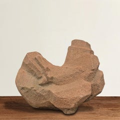 Modern Carved Stone Chicken Sculpture