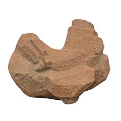 Modern Carved Stone Chicken Sculpture