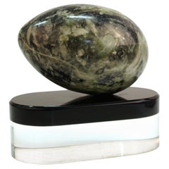Modern Carved Stone Egg Sculpture