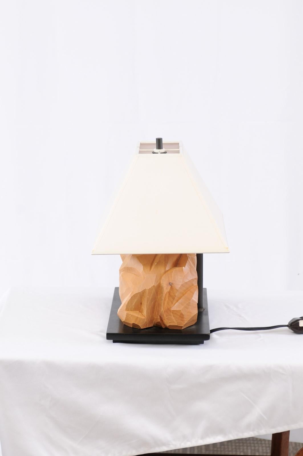 Modern Carved Wood Abstract Sculptural Lamp 5