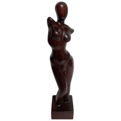 Modern Carved Wood Sculpture of Venus, by Cuban Artist H. Ivan