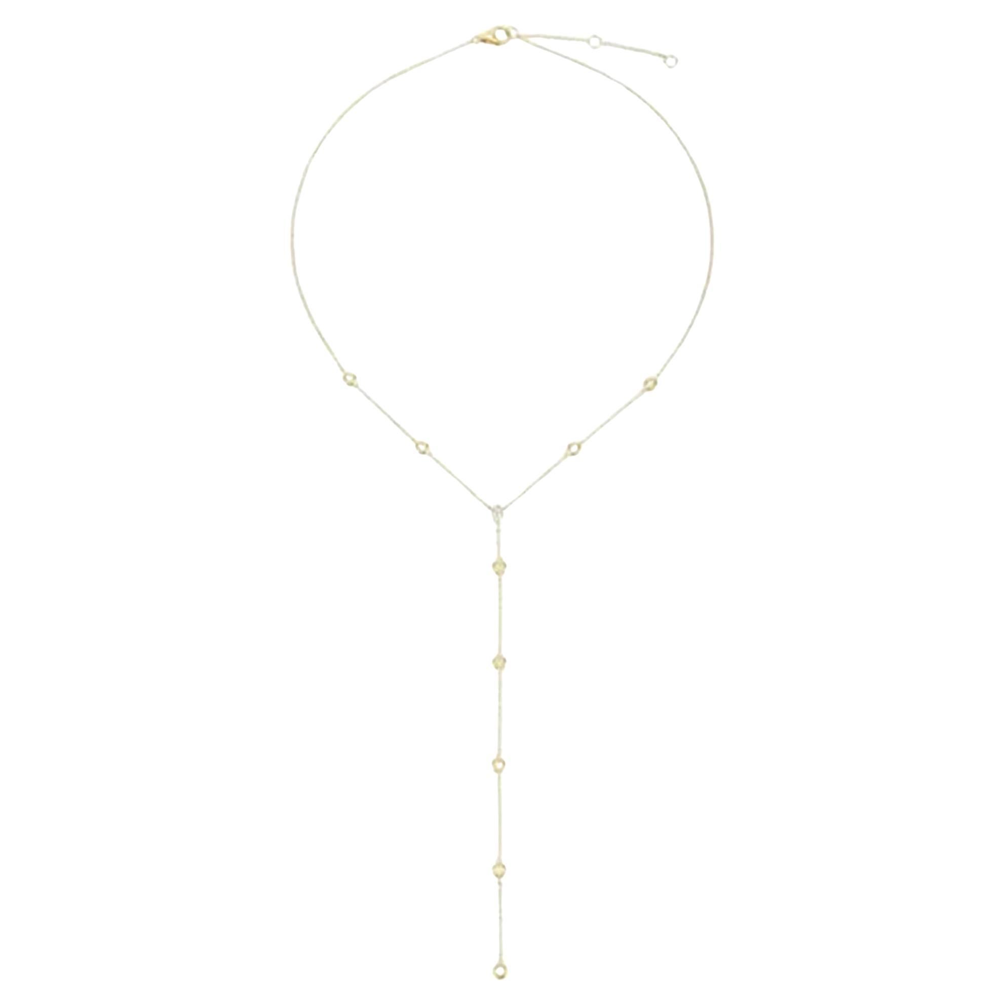 0.31ct Full-Cut Diamond Modern Cascade 14K Gold Lariat Necklace For Sale