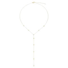 Modern Cascade 14K (or 18k upon request) Yellow Gold Diamond Lariat Necklace