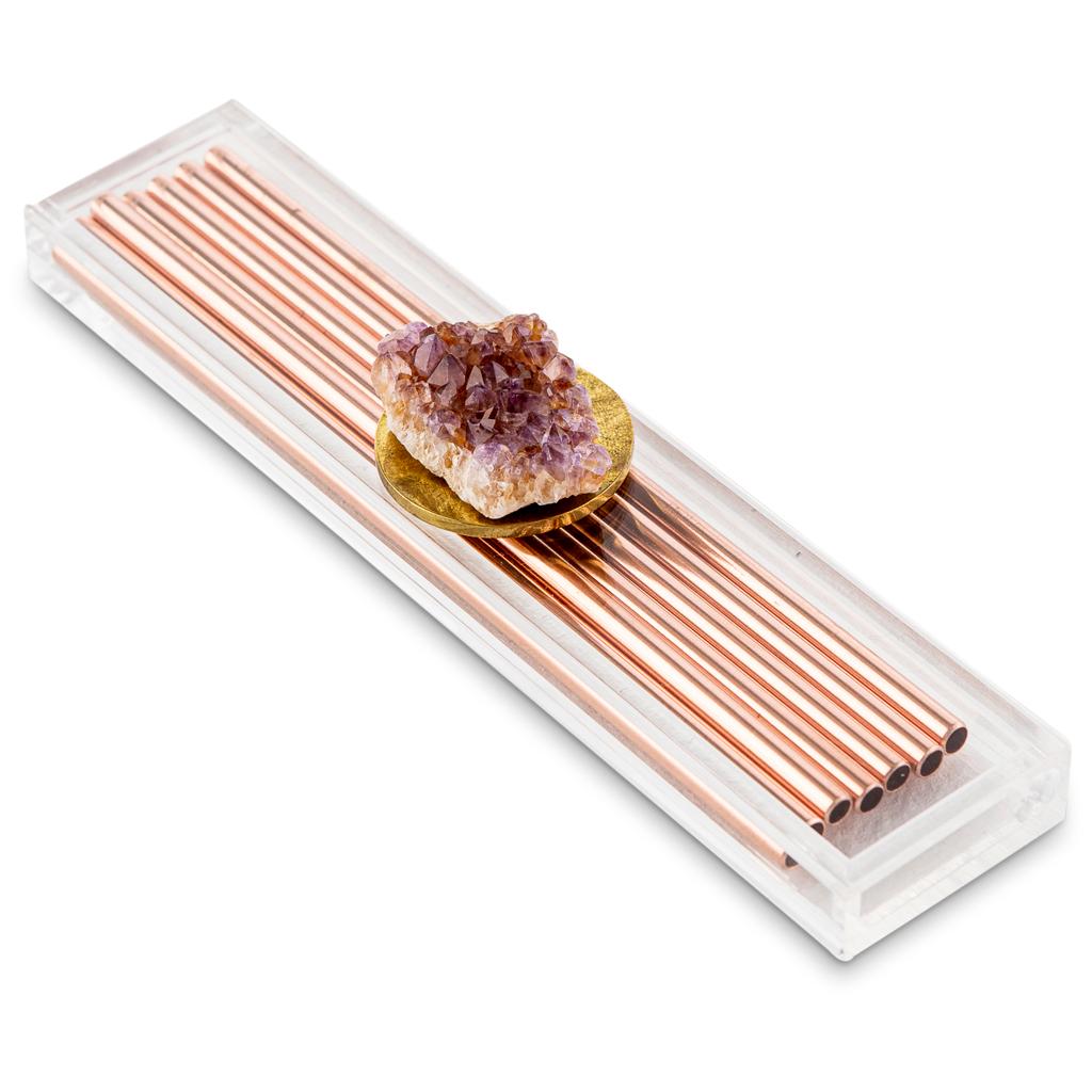 Set da cocktail moderno in ottone fuso, legno cesellato e resina Dawa in vendita 4
