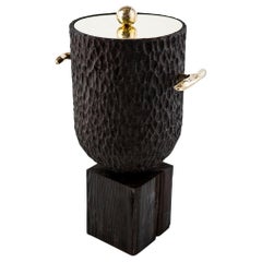 Modern Cast Brass, Chiseled Timber and Resin Dawa Ice Bucket 