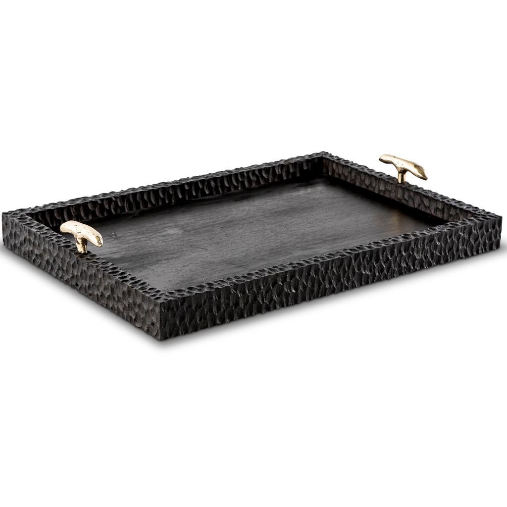 This modern bar tray is part of the Egg Designs Dawa luxury bar collection and is a great addition to any home cocktail bar.

The tray has a solid timber base with hand chiseled and cast resin surround. The beauty of this tray lies in the addition