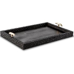 Modern Solid Cast Brass, Hand Chiseled Timber Dawa Bar Tray
