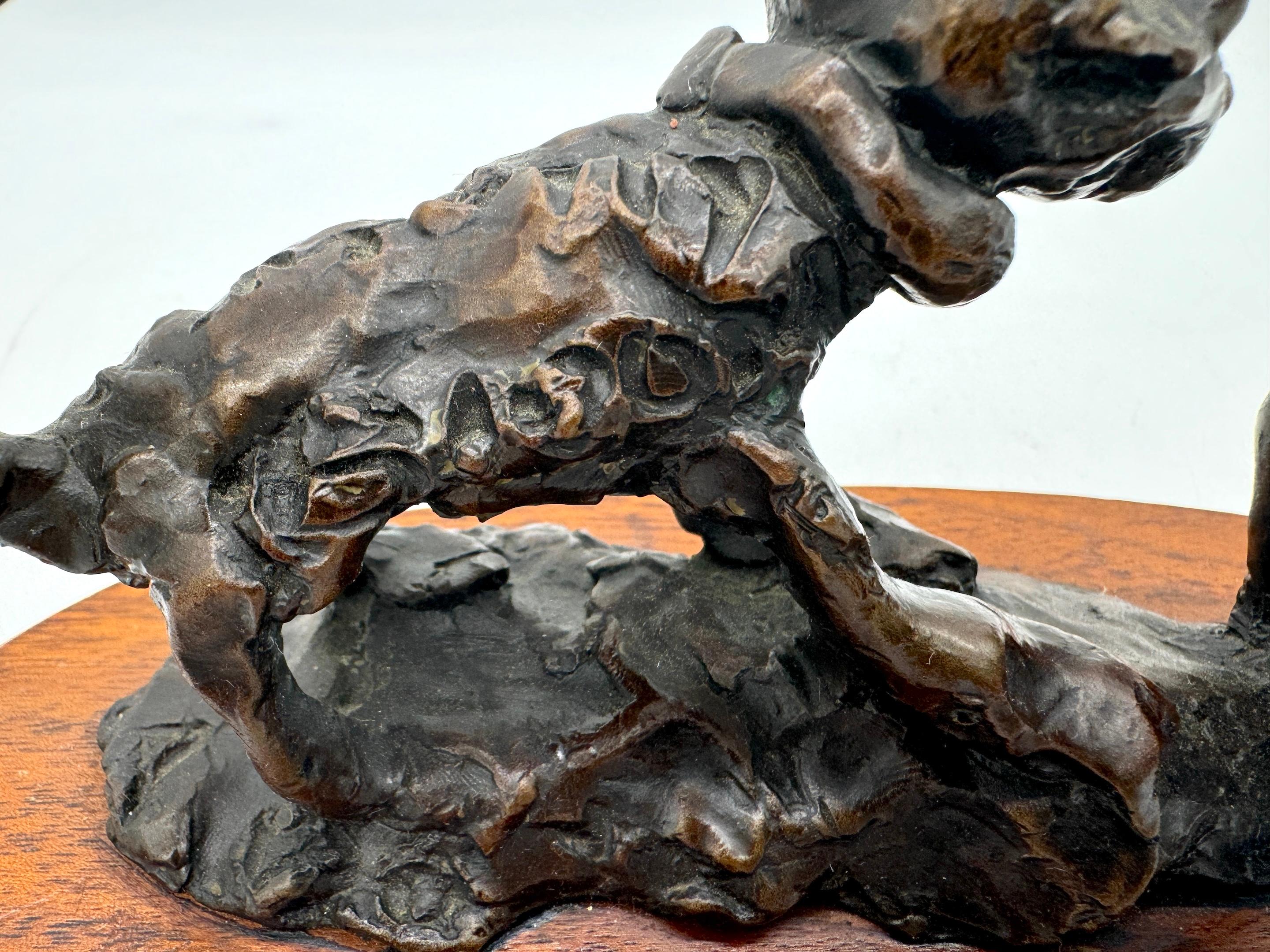 Sculpture moderne en bronze coulé représentant un chien et un chat, style Giacometti en vente 4