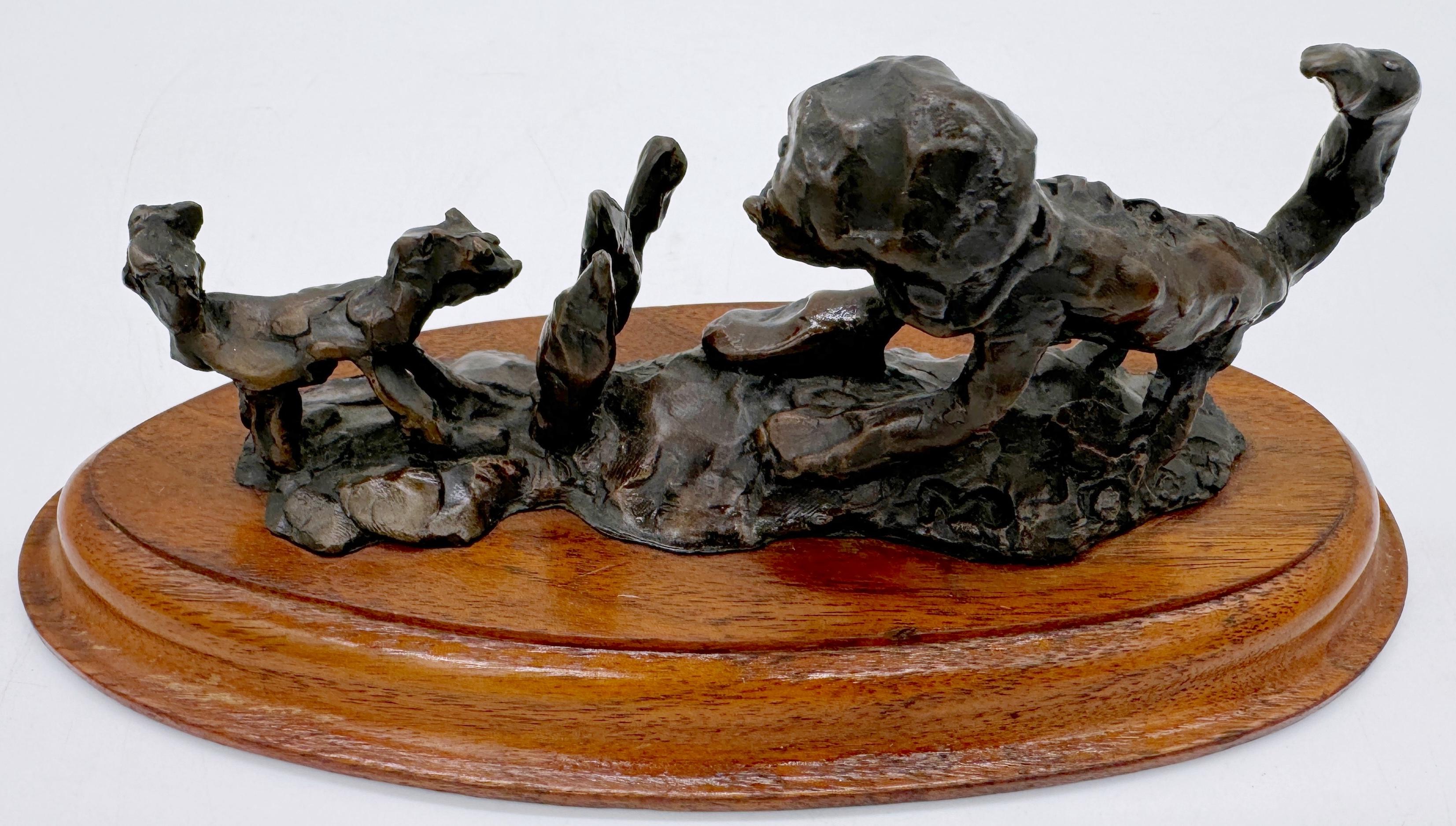 Moderne Sculpture moderne en bronze coulé représentant un chien et un chat, style Giacometti en vente
