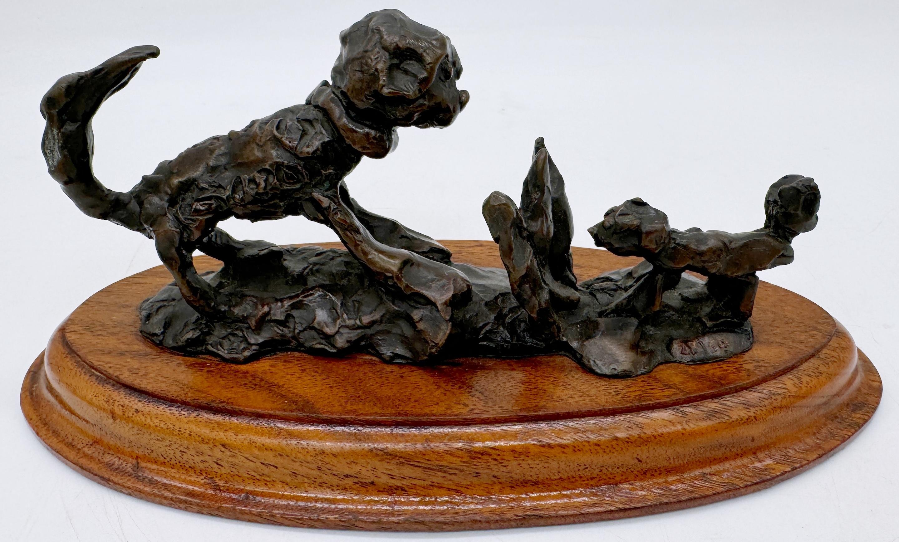 Sculpture moderne en bronze coulé représentant un chien et un chat, style Giacometti Bon état - En vente à West Palm Beach, FL