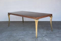 Moderner Esstisch aus Bronzeguss und Nussbaumholz von Costantini, Enzio