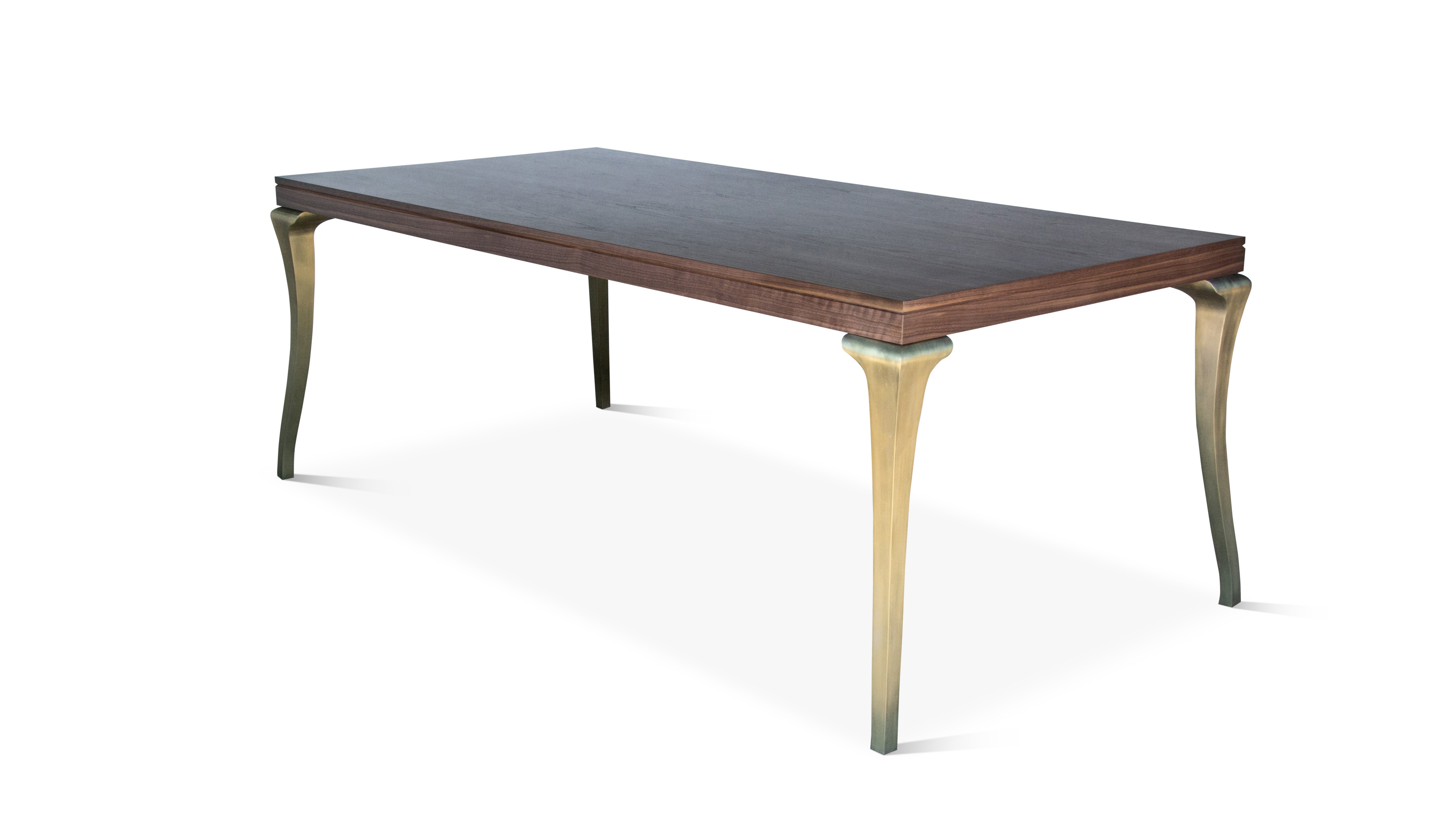 Modern Cast Bronze and Walnut Dining Table from Costantini, Enzio For Sale