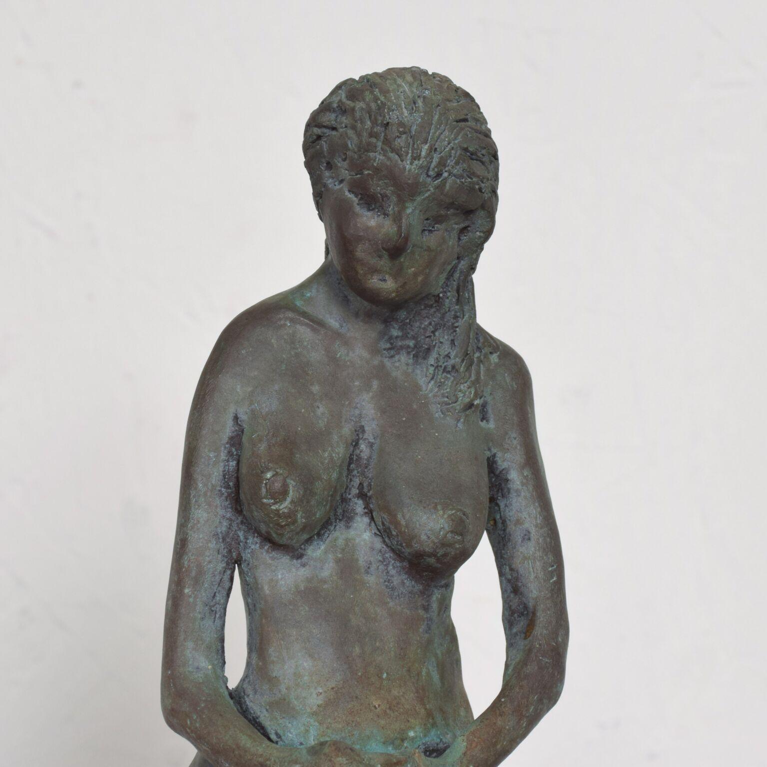 Mid-Century Modern 1960s Cast Bronze Sculpture Sitting Nude Female Style of Francisco Zuniga Mexico