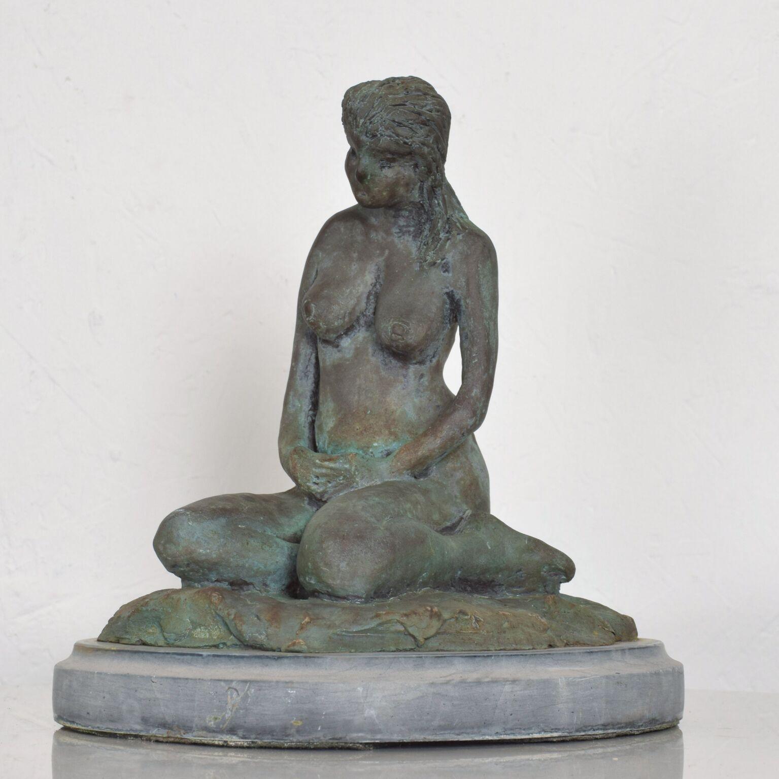 Mexican 1960s Cast Bronze Sculpture Sitting Nude Female Style of Francisco Zuniga Mexico