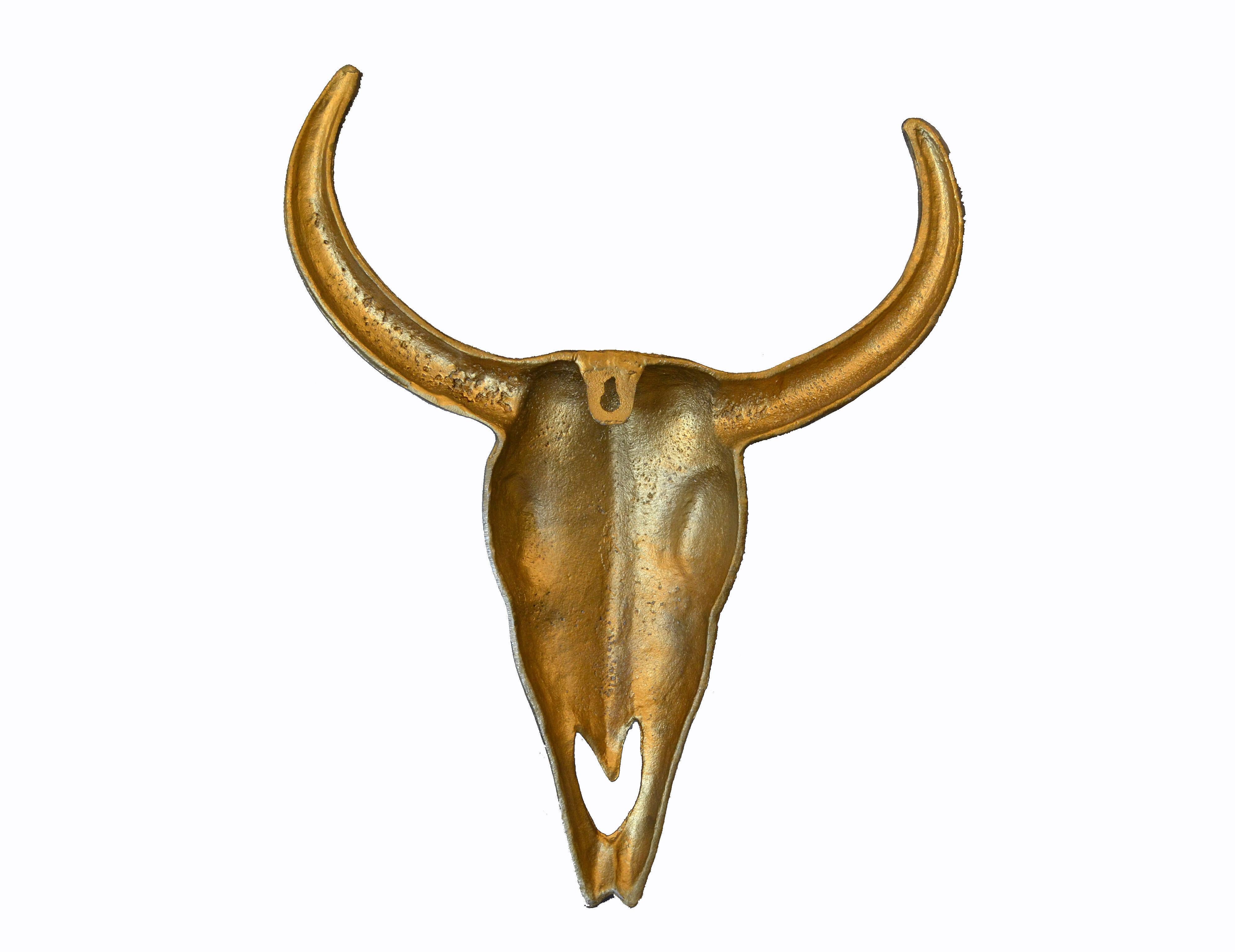 Modern Cast Bronze Steer Head Skull Wall Mounted Sculpture, Decorative Fine Art 2