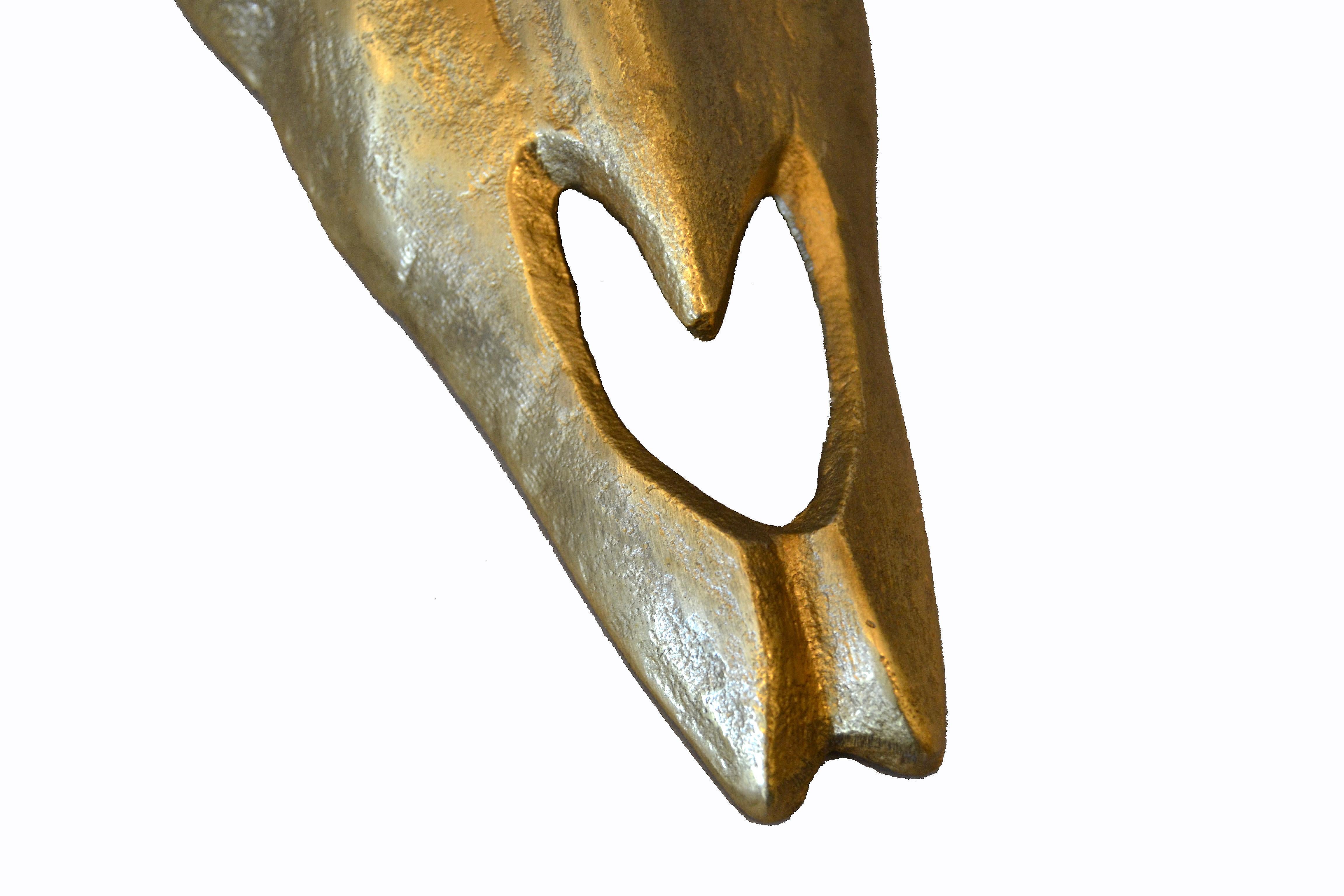 20th Century Modern Cast Bronze Steer Head Skull Wall Mounted Sculpture, Decorative Fine Art
