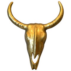 Modern Cast Bronze Steer Head Skull Wall Mounted Sculpture, Decorative Fine Art