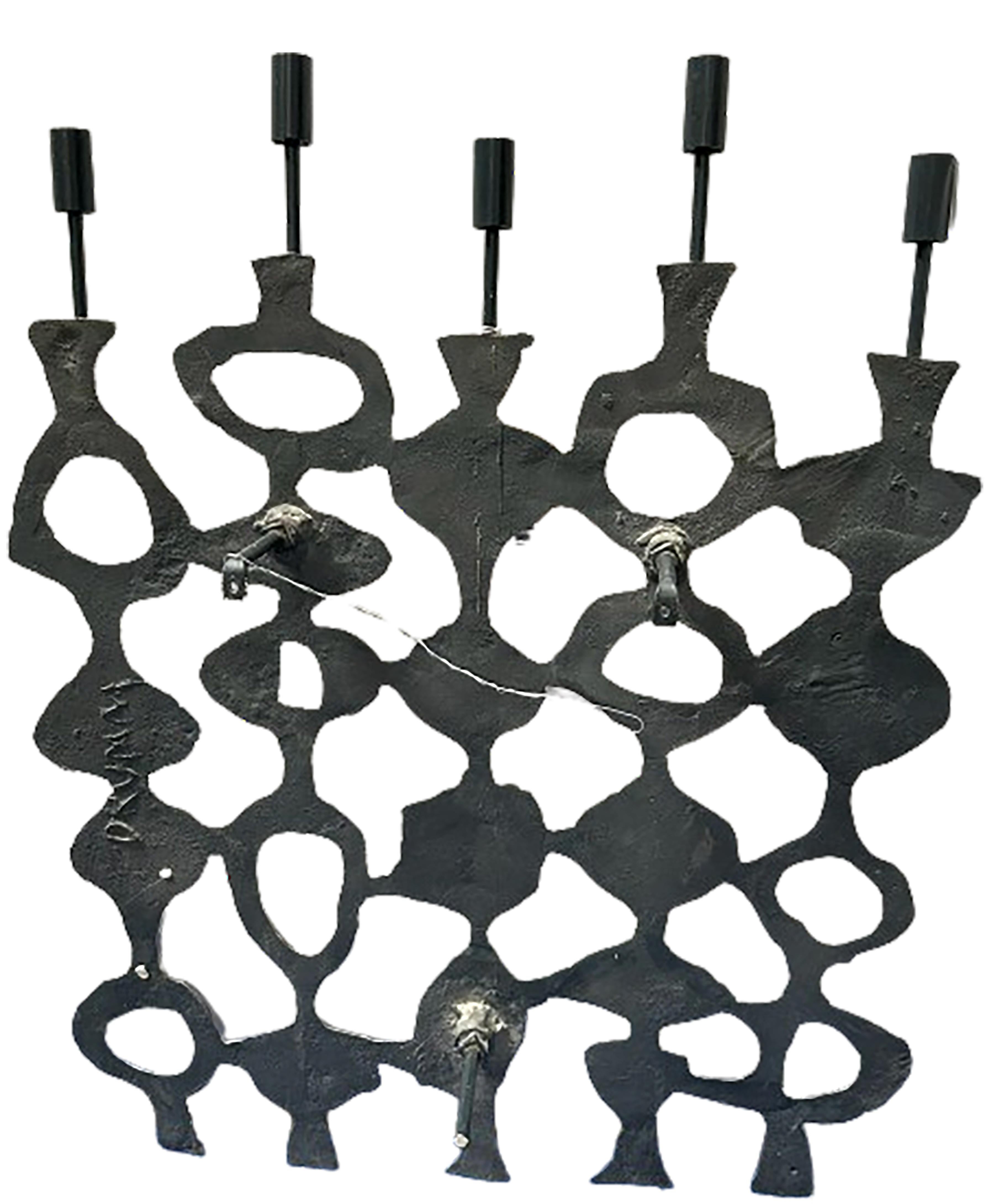 20th Century Modern Cast Iron Wall Mount Candleholder with Unique Patterns For Sale