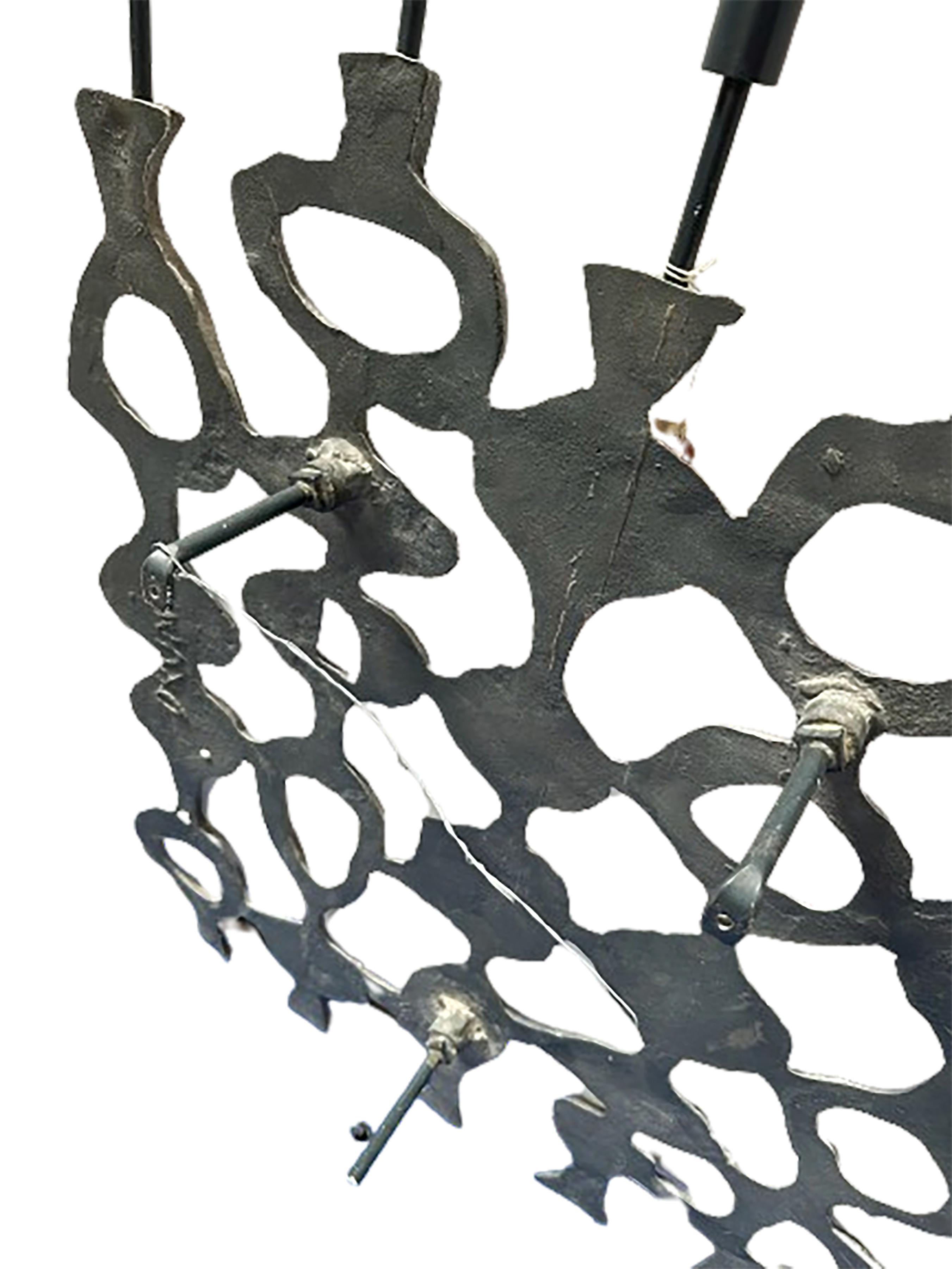 Modern Cast Iron Wall Mount Candleholder with Unique Patterns For Sale 1