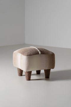 Modern Castanha Pouf Ottoman, Holly Hunt Alpaca, Handmade by Greenapple