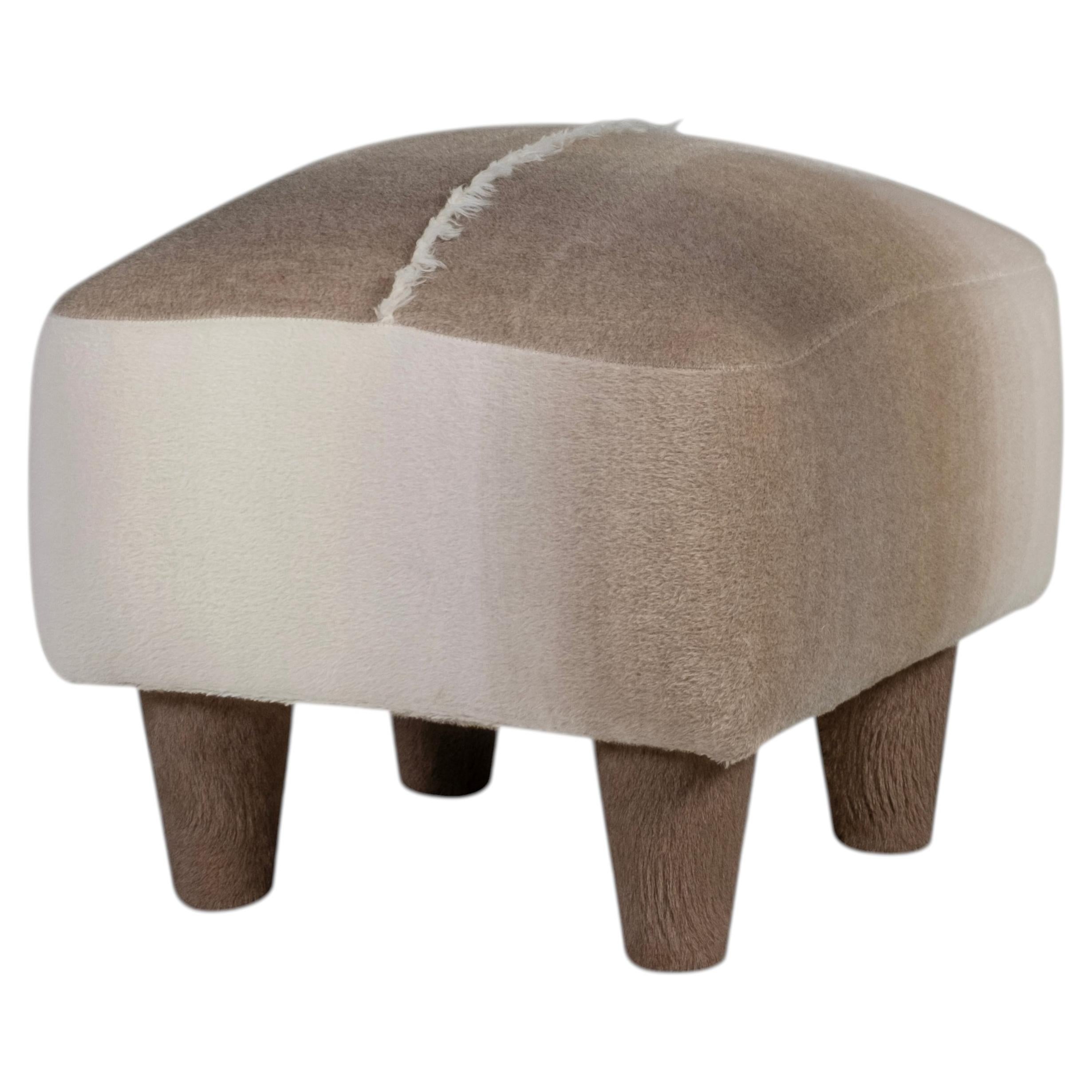 Modern Castanha Pouf, Ottoman, Holly Hunt Alpaca, Handmade by Greenapple For Sale