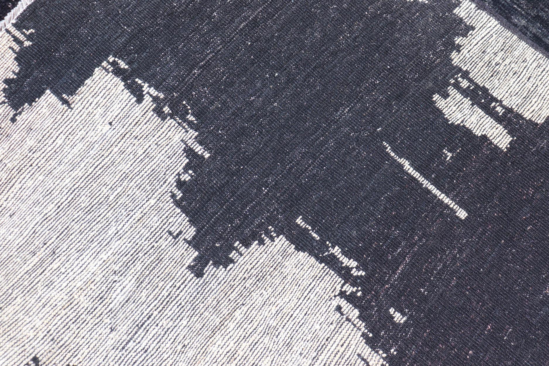 Modern Afghan Abstract-Modern Black and White Rug by Keivan Woven Arts For Sale 3
