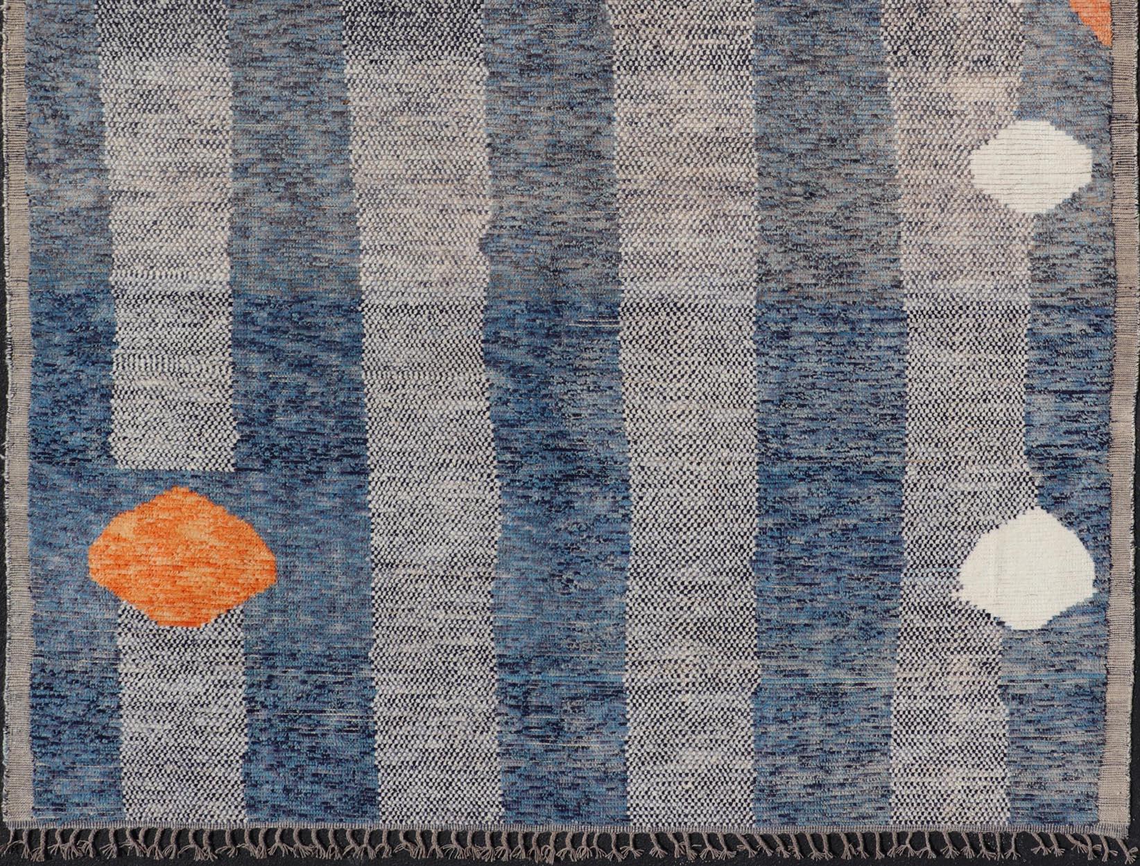 Modern Piled Rug by Keivan Woven Arts in Blue's With Abstract Modern Design In New Condition For Sale In Atlanta, GA
