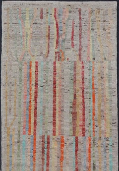 Modern Casual Hand Knotted Piled Runner in Color and Minimalist Modern Design**