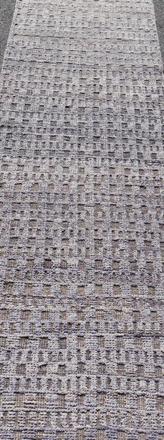 Modern Casual Minimalist Piled Runner in Purple & Brown Colors 2'6 x 10'1