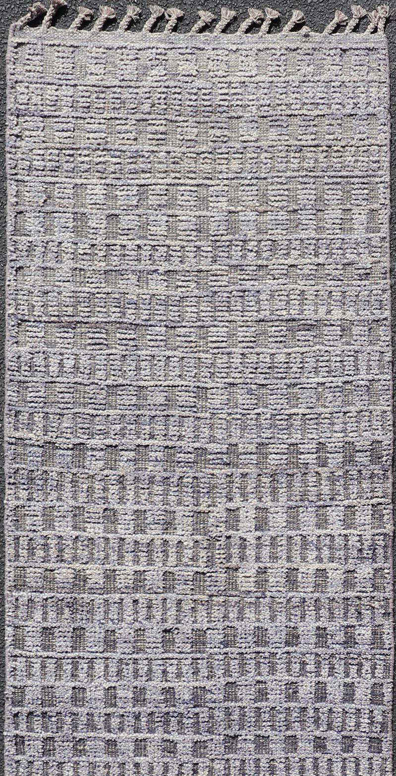 Wool Modern Casual Minimalist Piled Runner in Purple & Brown Colors 2'6 x 10'1 For Sale