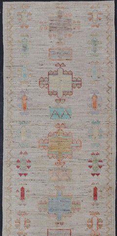 Modern Casual Piled Runner in Color and Minimalist Modern Tribal Design**