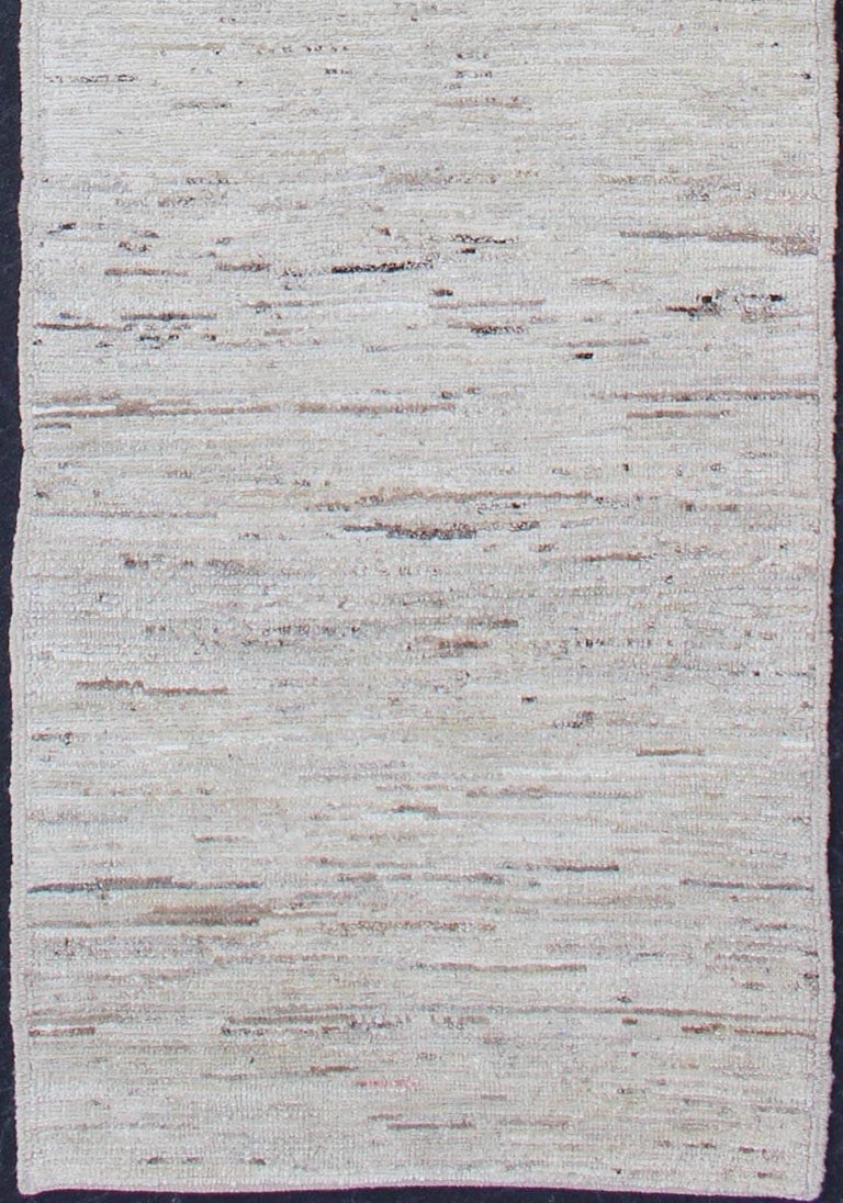 Modern Casual Piled Runner in Solid White Color and Minimalist Design ...