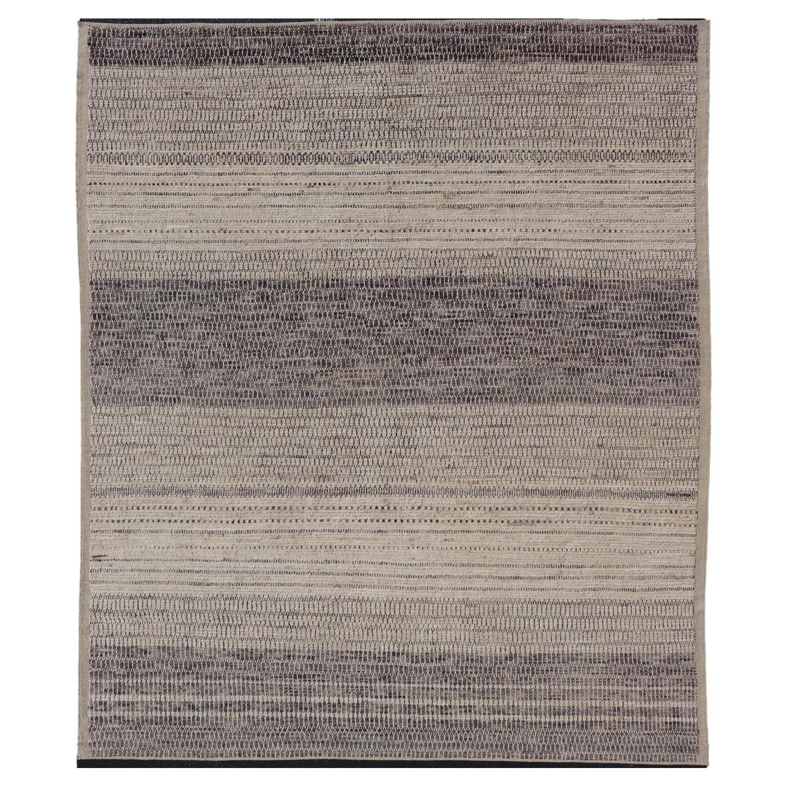 Modern Casual Rug with Sub-Geometric Brick Type Design in Neutral Tones 