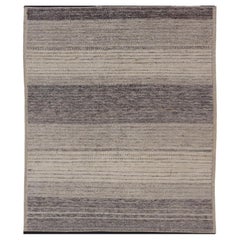 Modern Moroccan Rug by Keivan Woven Arts in Neutral Tones 