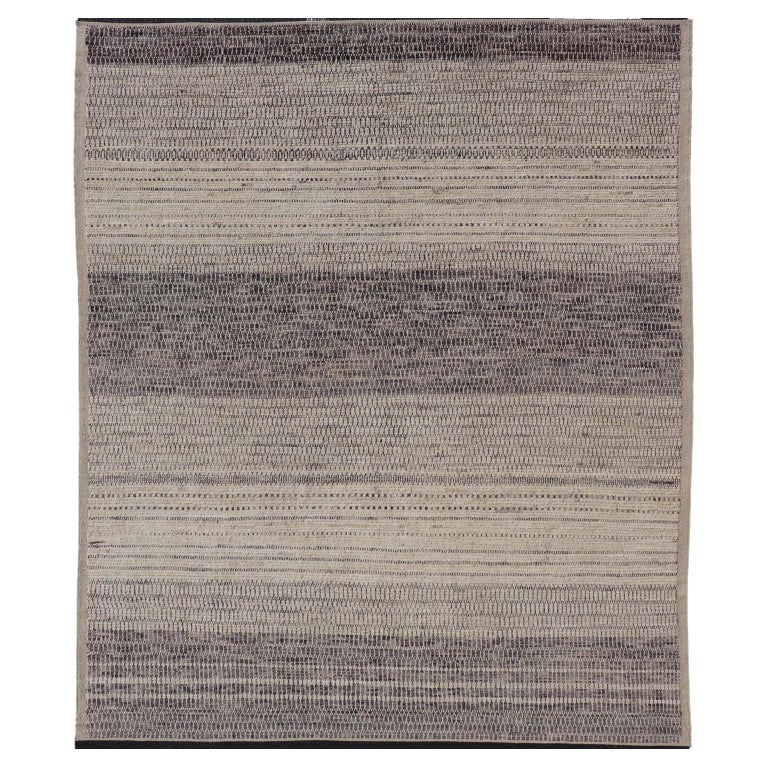 Modern Casual Rug with Sub-Geometric Brick Type Design in Neutral Tones ...