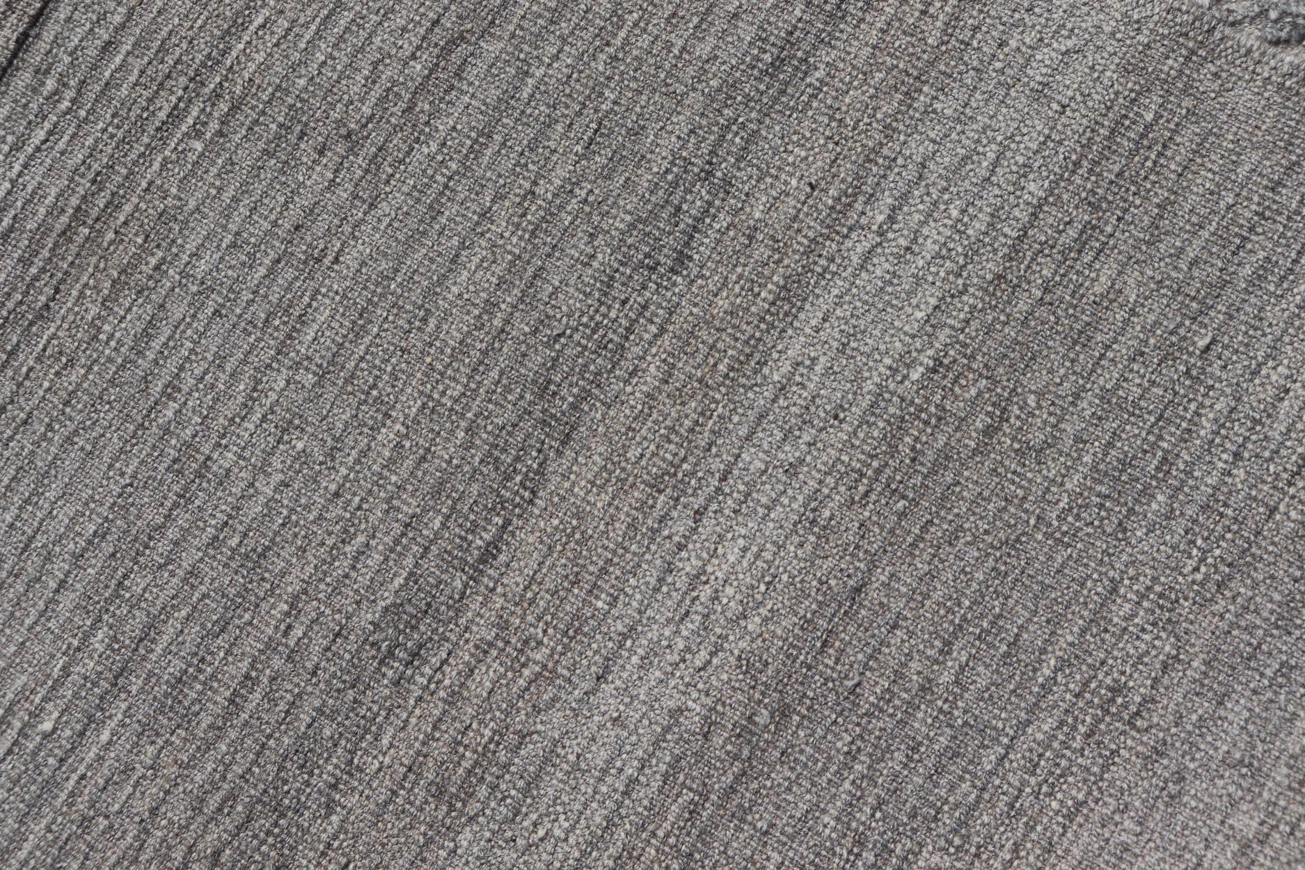 Contemporary Modern Casual Runner Hand Knotted in Neutral Tones with Shades of Grey For Sale