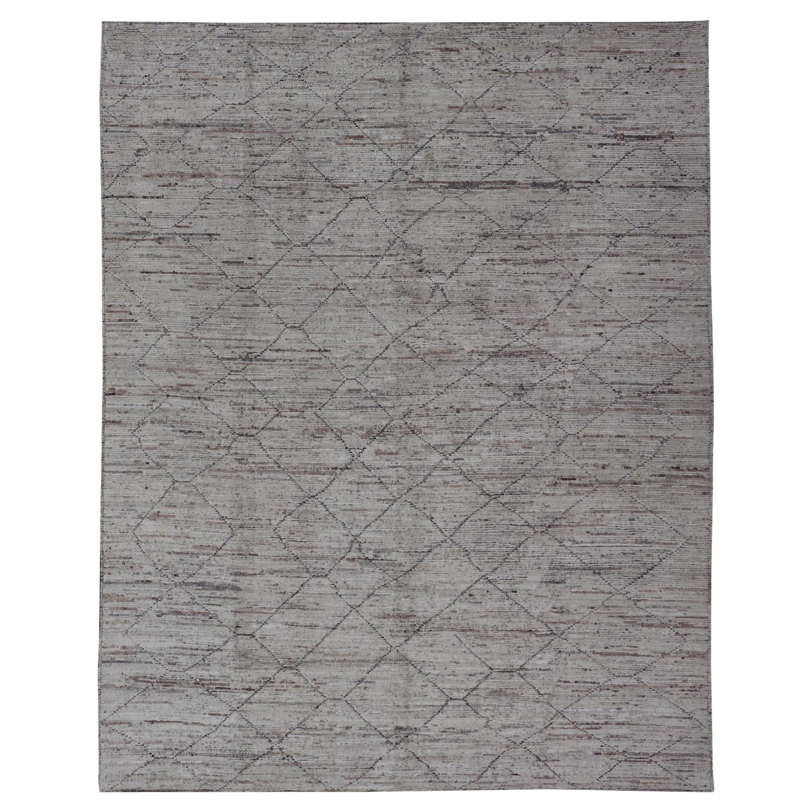 Modern Casual Tribal Rug in Wool with Diamond Design by Keivan Woven Arts