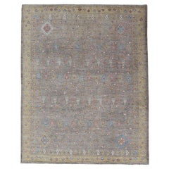 Modern Casual Tribal Rug with Muted Gray Base and Multicolor Design 10
3 x 13
8