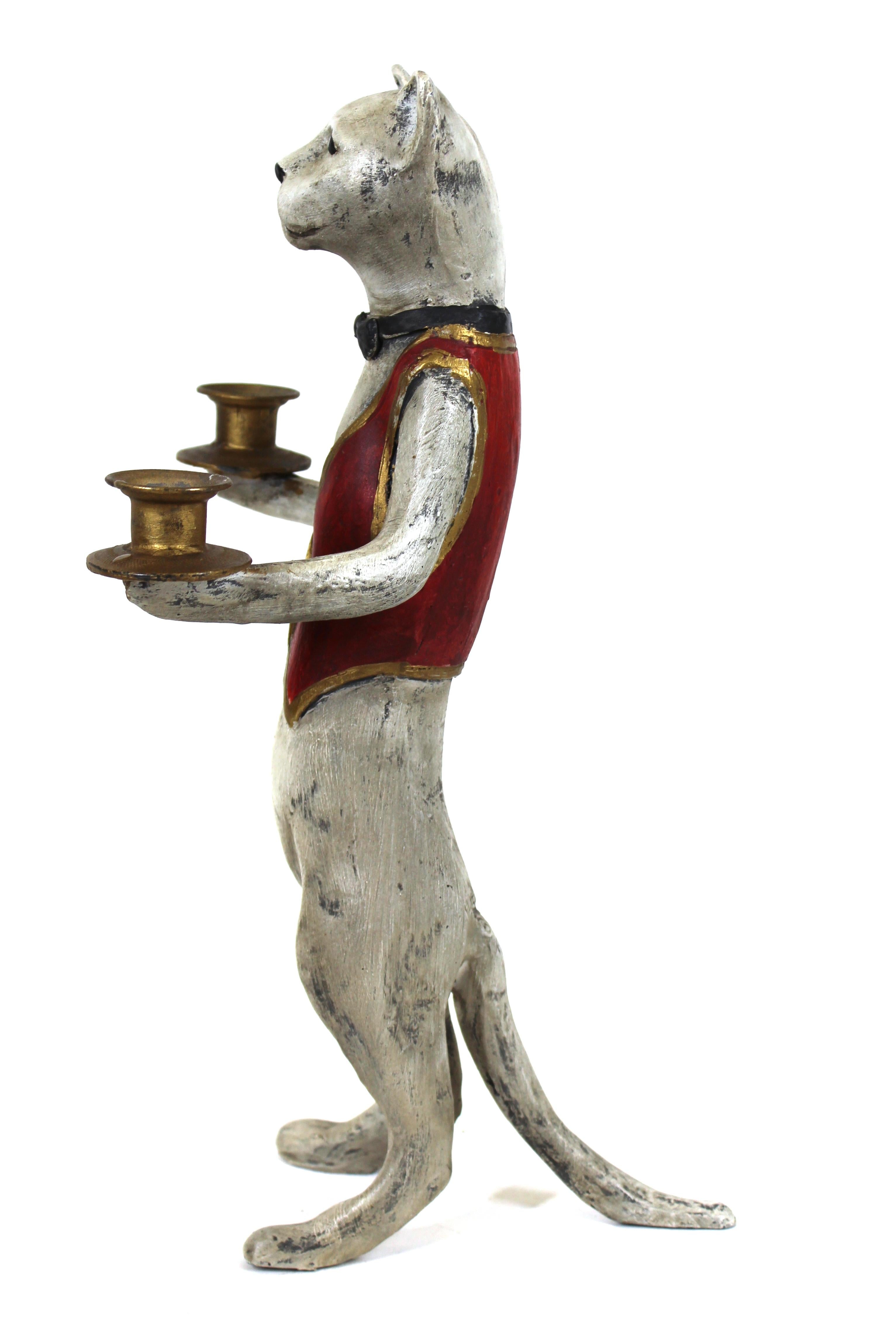 cat butler statue