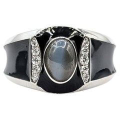 Modern Cat’s-Eye Alexandrite & Diamond Ring in 900 Platinum - GIA 2235838014