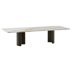 Modern CC Calacatta Oro Marble and Brass Dining Table, Handmade By Greenapple