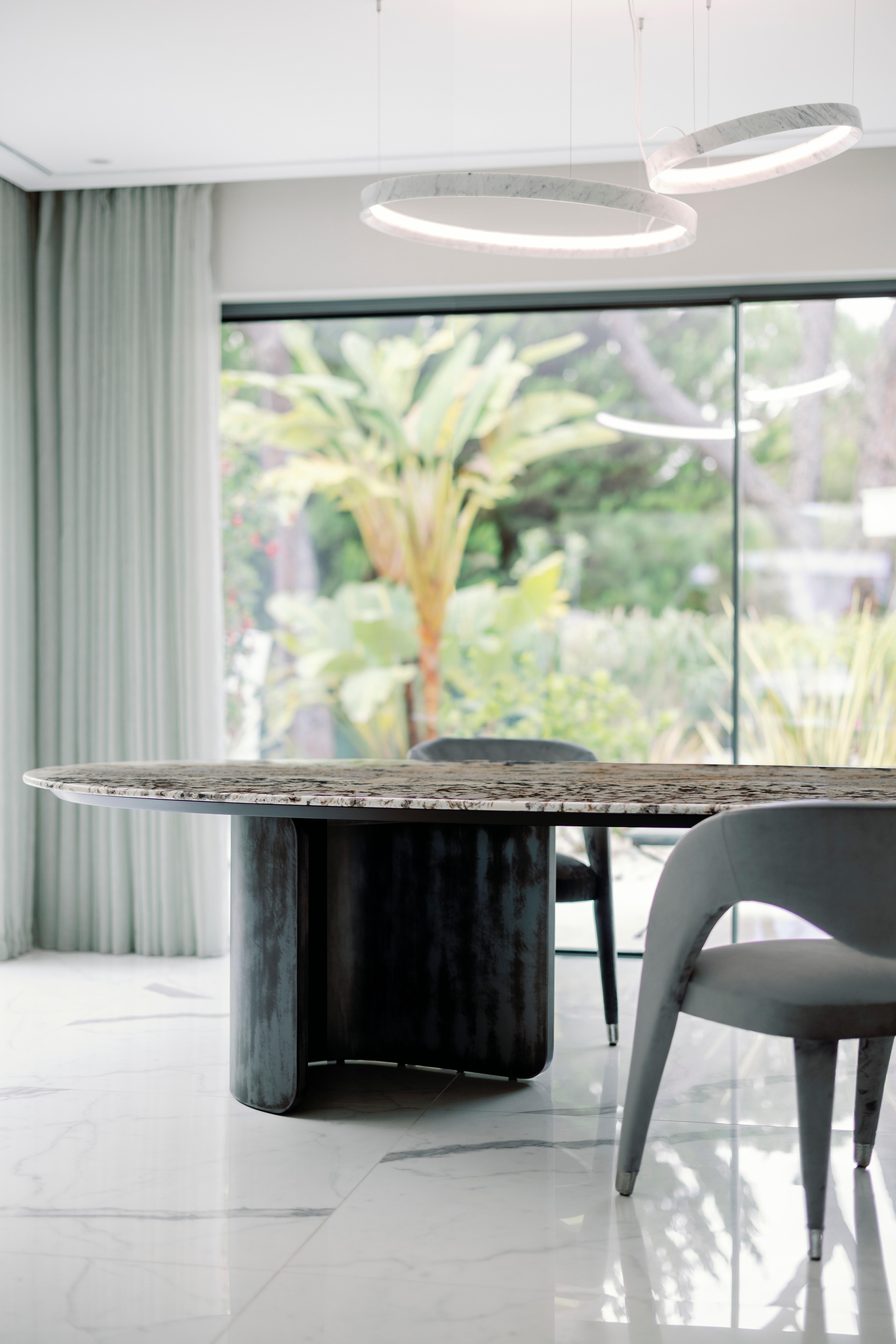 Table de salle à manger moderne C&C en marbre Calacatta Oro fabriquée à la main au Portugal par Greenapple en vente 3